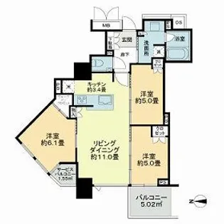 ベイサイドタワー晴海【17階】の間取り