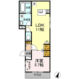 ロッシュマン フリーゼ【1階】の間取り