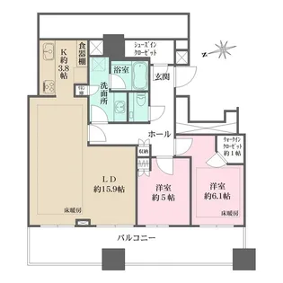 WORLD TOWER RESIDENCE【44階】の間取り