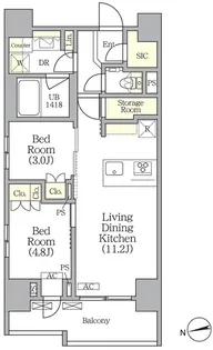 アーバンコア旗の台【10階】の間取り