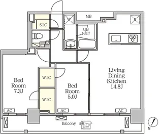 2LDKの間取り画像