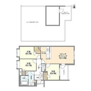 アデニウム大森山王【3階】の間取り