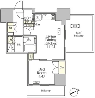 ザ・パークハビオ大森山王【2階】の間取り