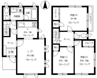 東京都大田区仲池上1丁目【テラスハウス】の間取り
