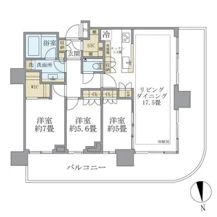 HARUMI FLAG SUN VILLAGE T棟【44階】の間取り