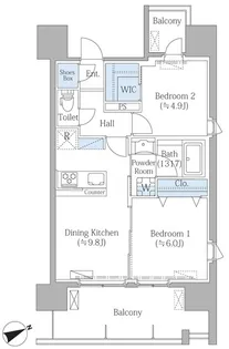 PRIME SQUAREⅢ【13階】の間取り