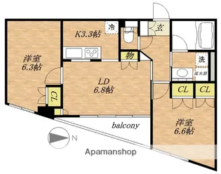 PLUM−FIRST【402号室】の間取り