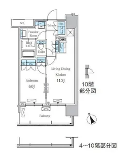 パークアクシス浅草・田原町【9階】の間取り