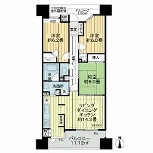 ライオンズマンション馬込マークヒルズ【2階】の間取り