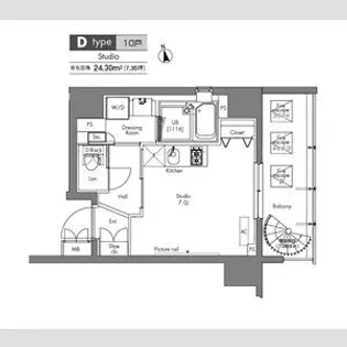 プラウドフラット隅田リバーサイド【3階】の間取り