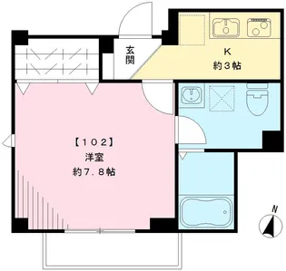 VIEUNO UMEMOTO ビューノウメモト【102号室号室】の間取り