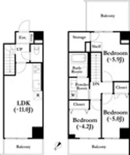 ロイジェント上野桜木【7階】の間取り