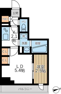 アジールコート西馬込Ⅱ【0211号室】の間取り