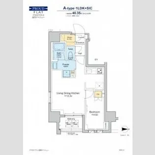 プラウドフラット浅草アベニュー【12階】の間取り