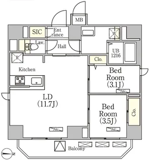 GRANSITE文京湯島【11階】の間取り