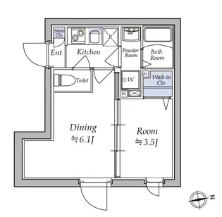 アトリオフラッツ湯島【1階】の間取り