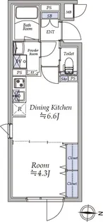 アトリオフラッツ菊川NORTH【2階】の間取り