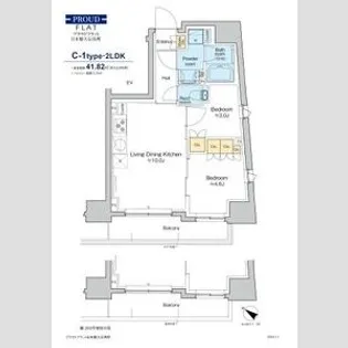 プラウドフラット日本橋大伝馬町【10階】の間取り