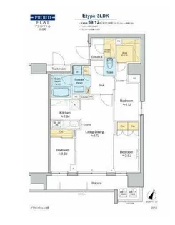プラウドフラット大井町【15階】の間取り