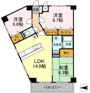 モニュメントスクウェア 参番館【3階】の間取り
