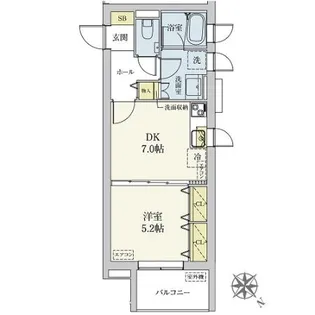 1DKの間取り画像