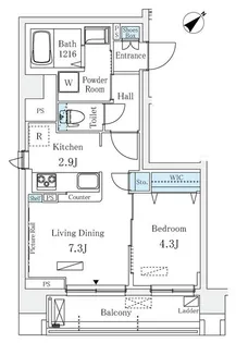 RAUM麻布十番【8階】の間取り
