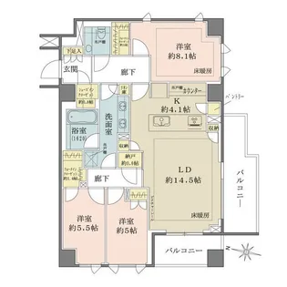ザ・パークハウス千代田六番町【8階】の間取り
