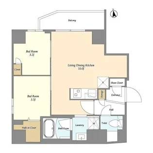 グランカーサ上野松が谷【2階】の間取り