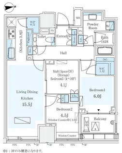 パークコート ザ・三番町ハウス【3階】の間取り
