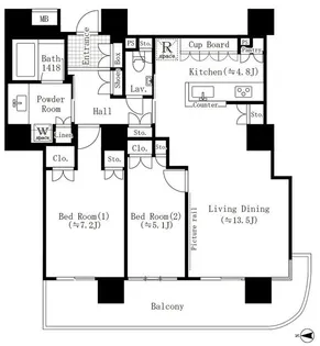 リバーポイントタワー【2階】の間取り