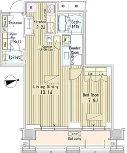 パークアクシス御成門【17階】の間取り