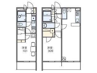 レオパレスリバーパーク【1階】の間取り