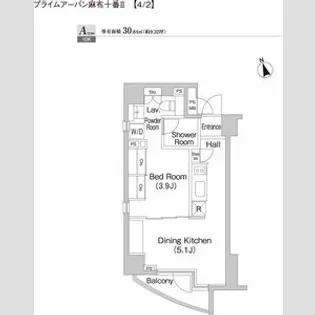 プライムアーバン麻布十番Ⅱ【9階】の間取り