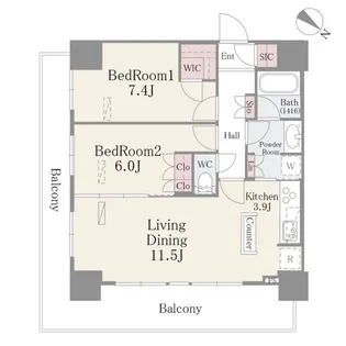 ルミレイス豊洲【16階】の間取り