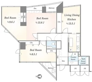 SHIBAURACRYSTAL 品川レジデンス【18階】の間取り