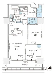 ロイヤルパークス品川【11階】の間取り