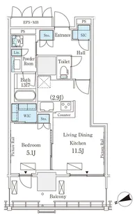 ロイヤルパークス品川【5階】の間取り