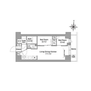 コンフォリア・リヴ南品川【7階】の間取り