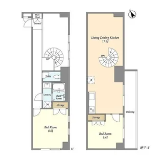 HF目黒行人坂レジデンス【1階】の間取り