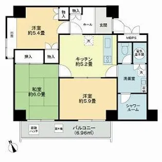 メガロン御殿山【6階】の間取り