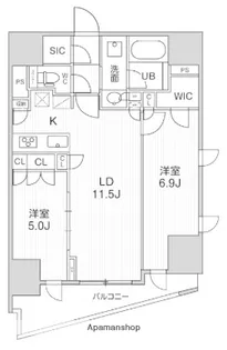 シーズンフラッツ大井町【13階】の間取り
