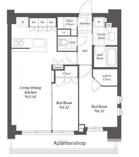クレストコート白金高輪【10階】の間取り