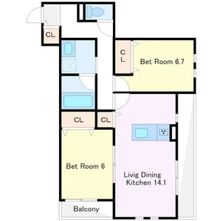 KIYORA武蔵小杉WEST【102号室号室】の間取り