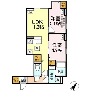 セレスティア下丸子【1階】の間取り