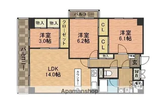 市川ガーデニア【607号室】の間取り