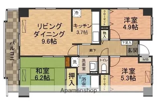 ベルレージュ船橋【5階】の間取り