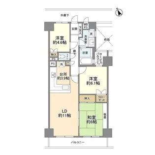 ダイヤモンドメゾン平井【5階】の間取り