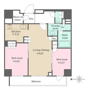 ウエリスアーバン錦糸町【13階】の間取り