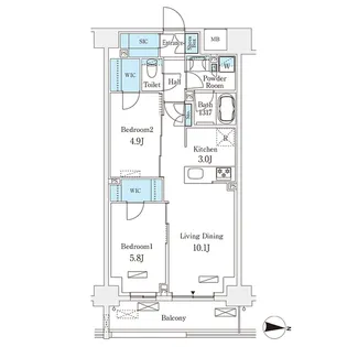 フロンティアレジデンス錦糸公園【4階】の間取り