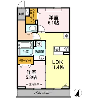 カーサドマーニ【2階】の間取り